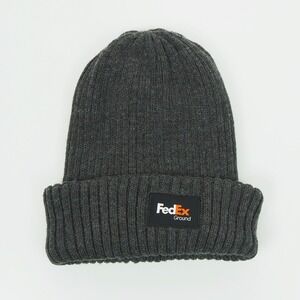 New FedEx Ground Knit Cap Beanie Hat OSFM One Size Gray Uniform Acrylic Blend